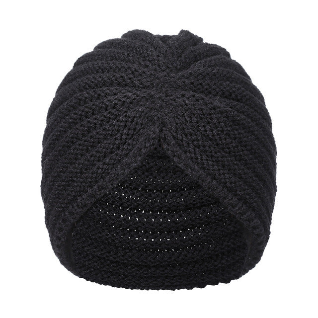 New Winter Knitted Nail Pearl Headscarf Hat Bohemian Knotted Warm Headband Limorista