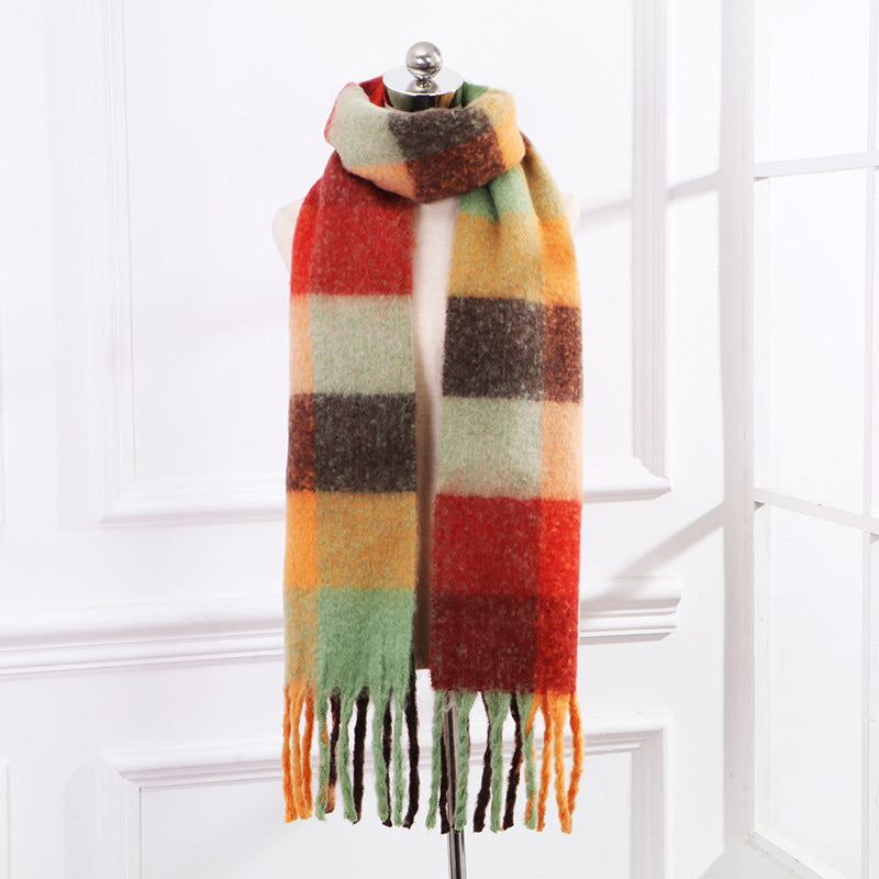 Plaid Mohair Scarf Colored Ladies Limorista