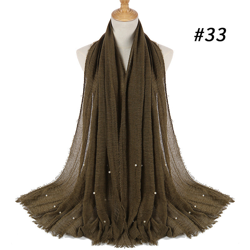Cotton and linen crumpled monochrome scarf Limorista