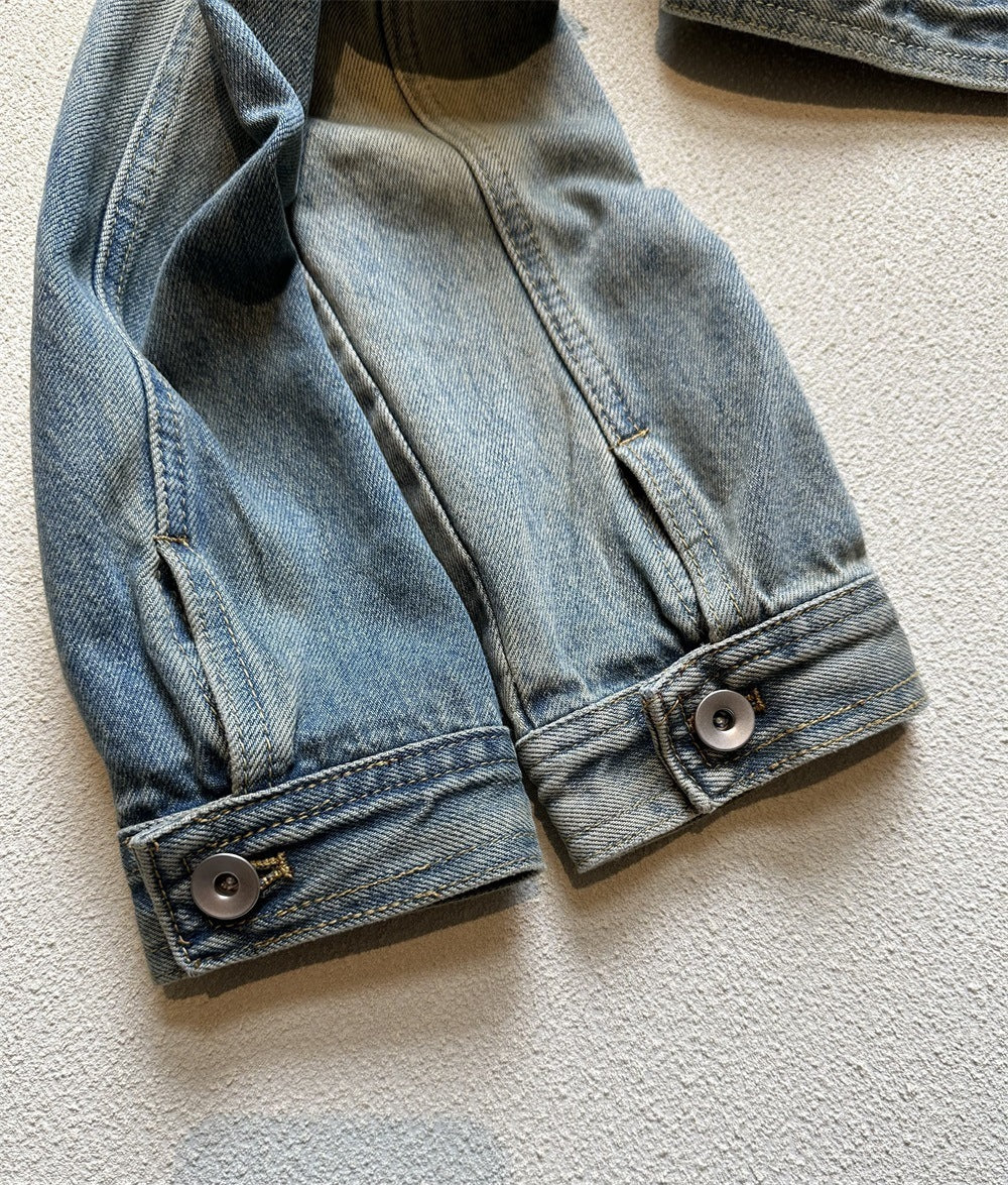 Off-shoulder Denim Long-sleeved Tops Slim-fit Short Version Limorista