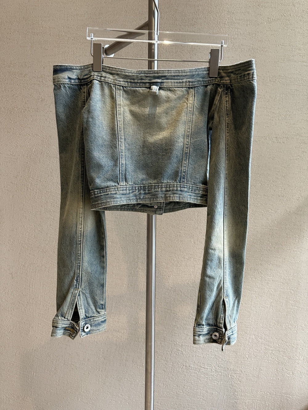 Off-shoulder Denim Long-sleeved Tops Slim-fit Short Version Limorista
