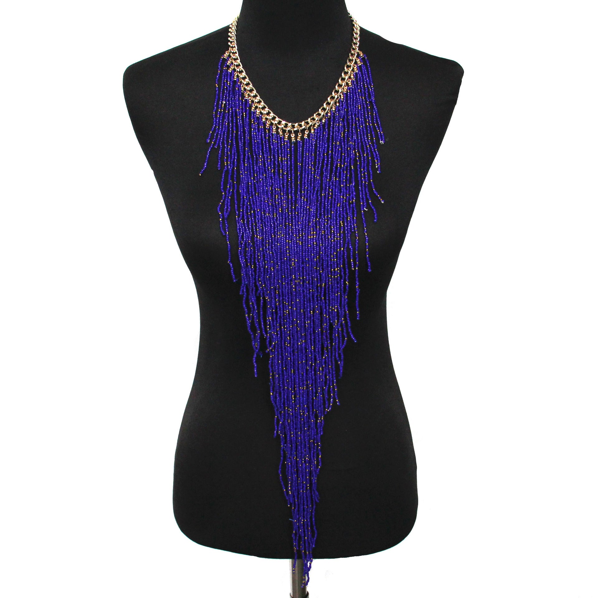 Ethnic Style Long Rice Bead Tassel Necklace Bohemia Exaggerated Performance Necklace Earring Set Limorista