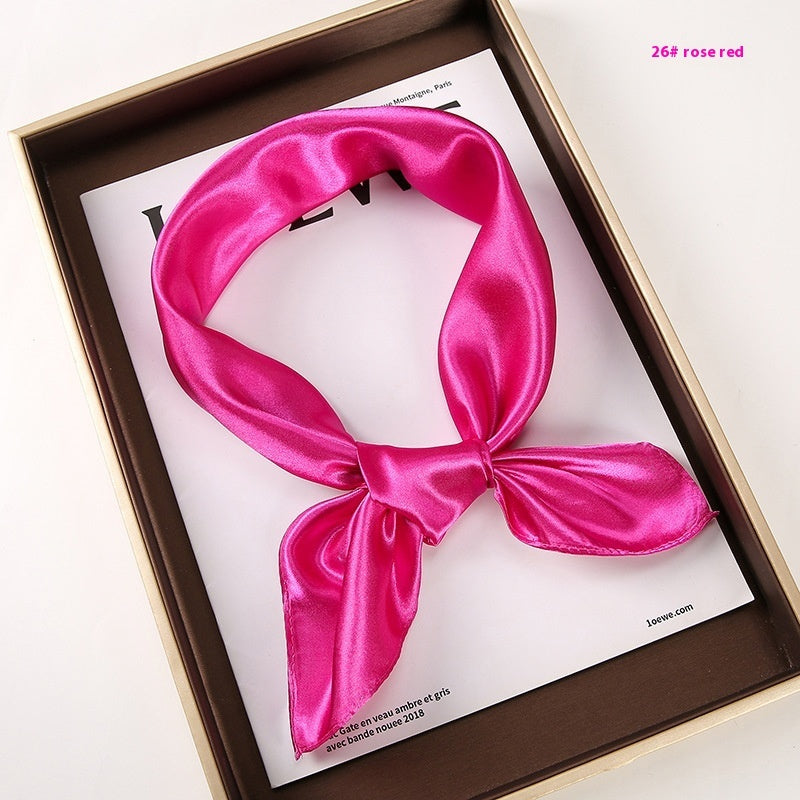 Solid Color Square Scarf Artificial Silk Small Square Towel Limorista