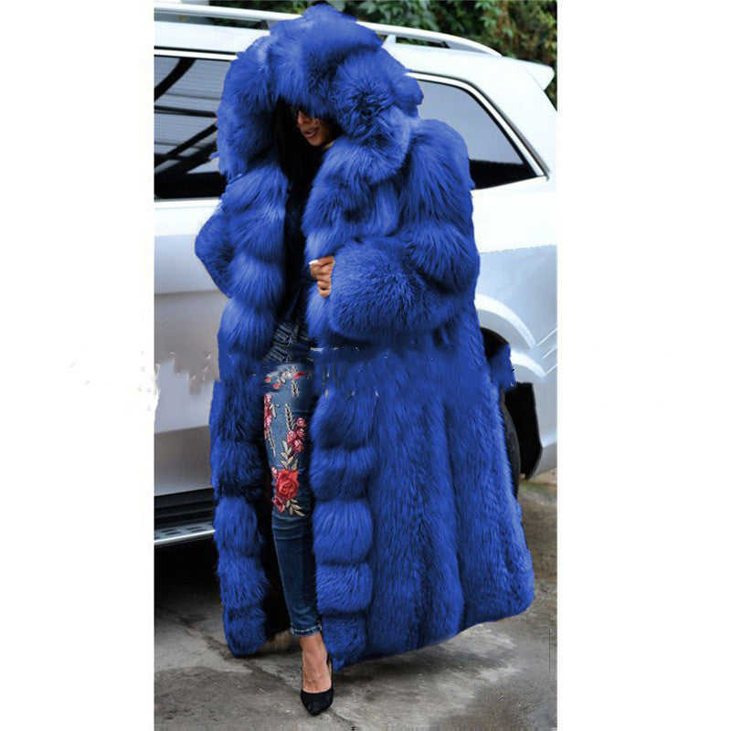 Faux Fur Coat Women Long Hooded Fur Coat Limorista