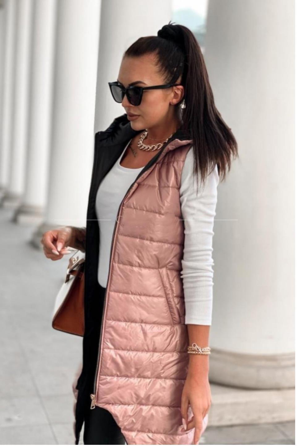 Cardigan Hooded Vest Single-breasted Sleeveless Pocket Mid-length Jacket Limorista