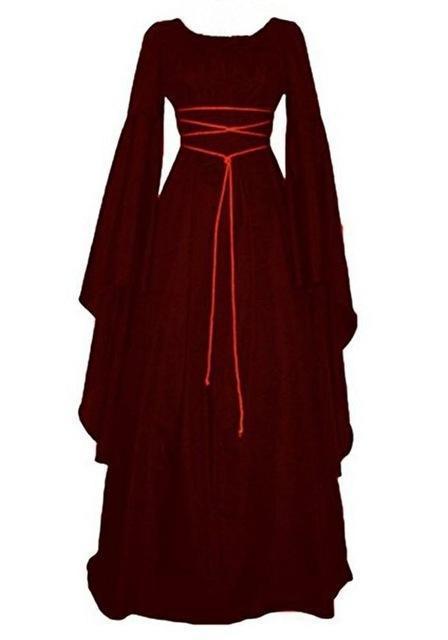 Halloween Long Sleeve Round Collar Belt Irregular Ladies Dress Halloween Witch Costume Limorista