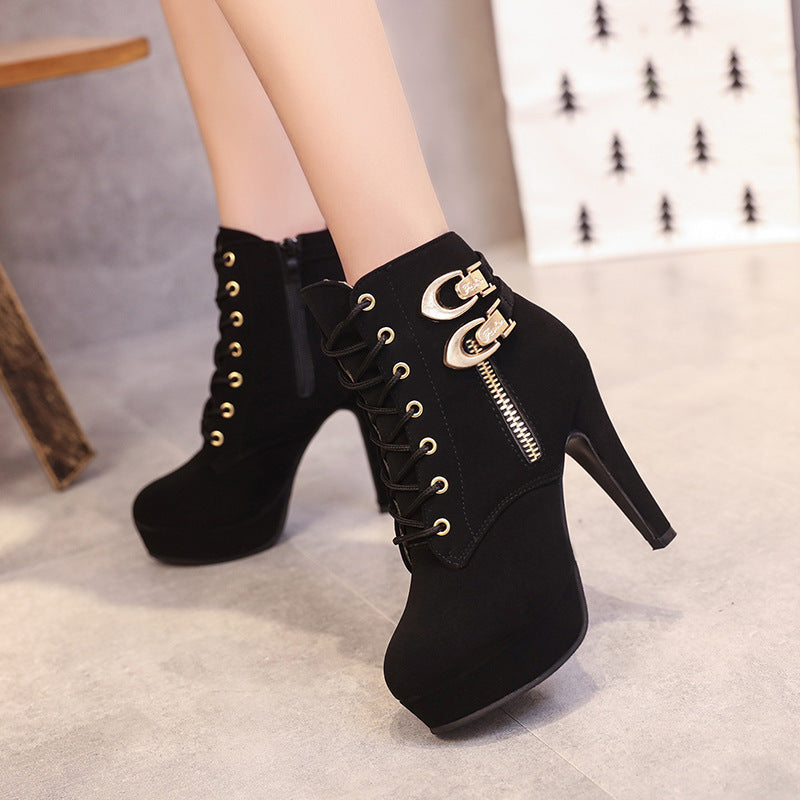 High heels stiletto platform zipper ankle boots Limorista