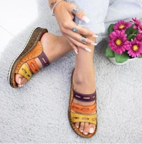 Car Line Hollow Color Leisure Sandals And Slippers Limorista