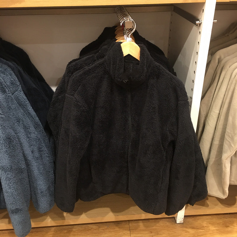 Coral Fleece Cardigan Stand Collar Jacket Warm Coat Limorista