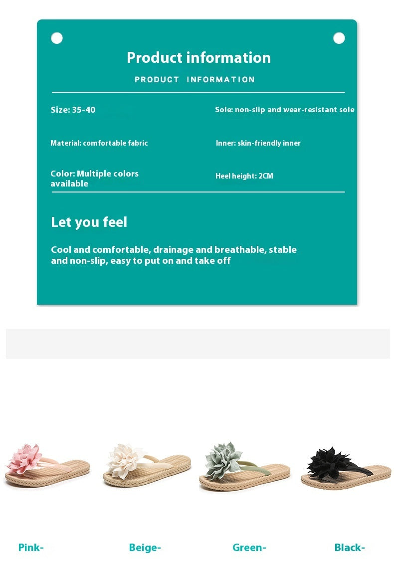 Gentle Woman Flowers All-matching Flat Shoes Non-slip Beach Sandals Limorista