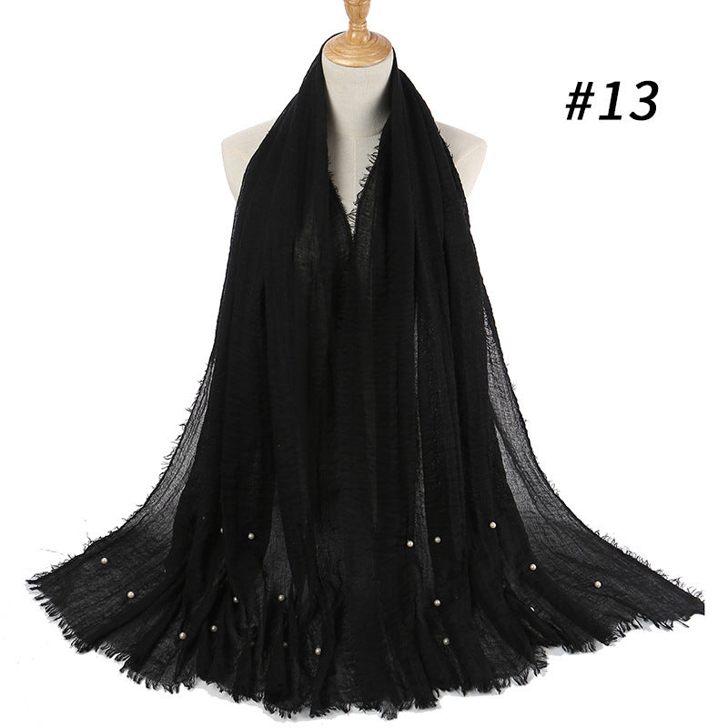 Cotton and linen crumpled monochrome scarf Limorista