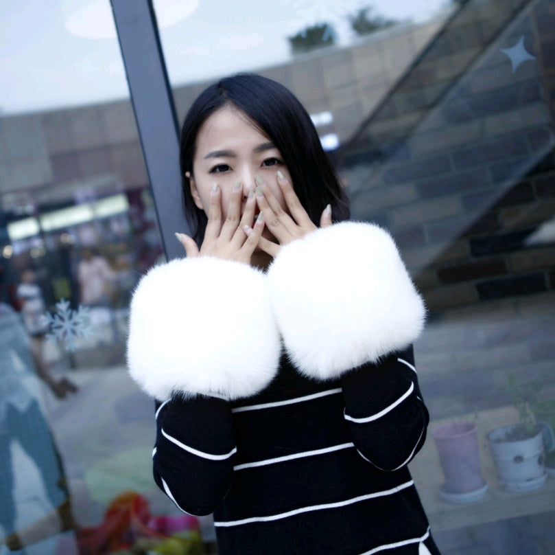Warm sleeves fur fur cuff gloves windproof cuffs bracelets imitation rabbit fur imitation fox fur wristbands hand ring Limorista