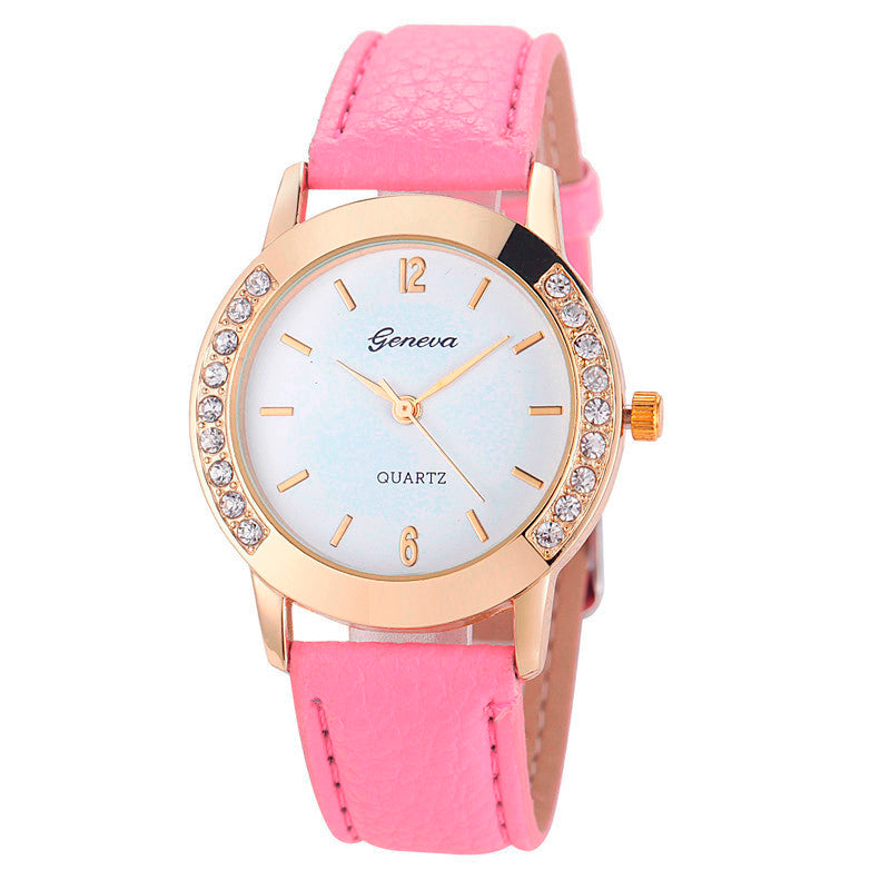 Bilateral Diamond Ladies Belt Casual Watch Geneva Women&