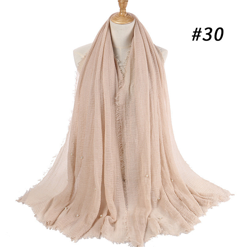 Cotton and linen crumpled monochrome scarf Limorista