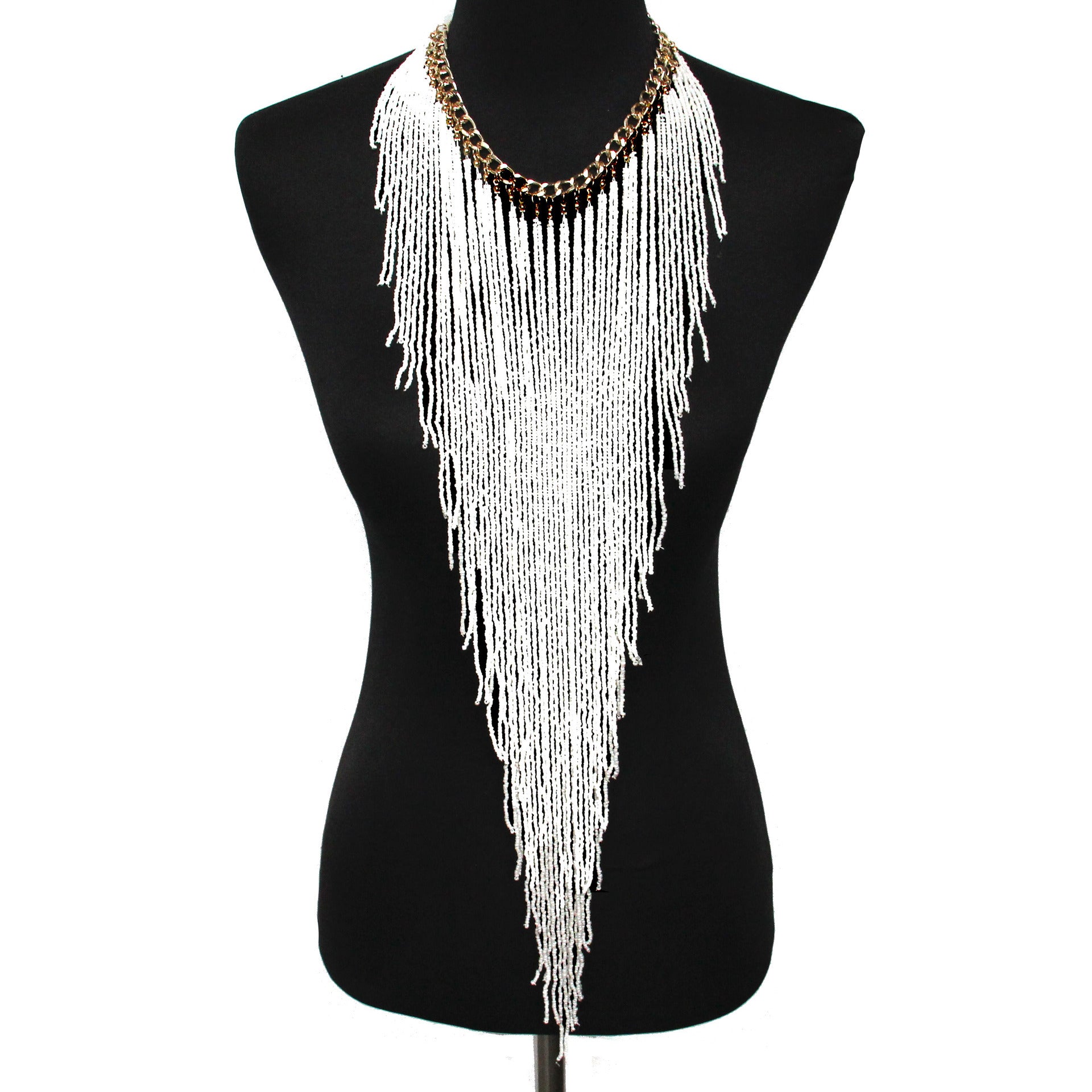 Ethnic Style Long Rice Bead Tassel Necklace Bohemia Exaggerated Performance Necklace Earring Set Limorista
