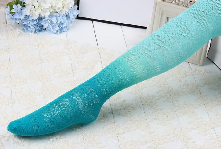 Gradient color hollow stockings anti-hook silk jacquard pantyhose lace stockings Limorista