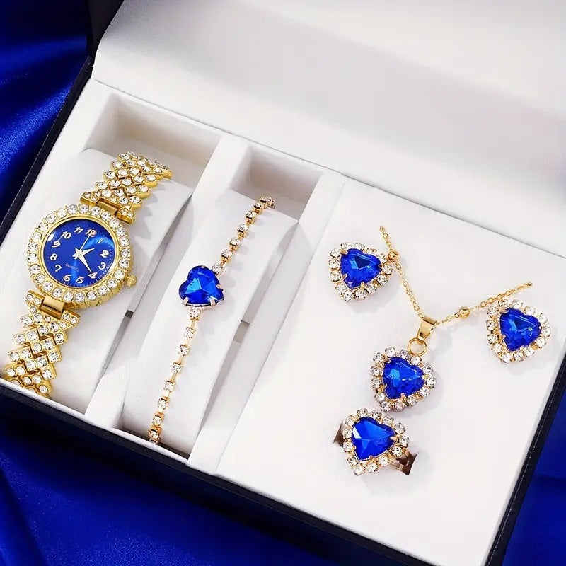 Fashion Watch Gift Suit Quartz Watch Necklace Bracelet Ring Stud Earrings Limorista