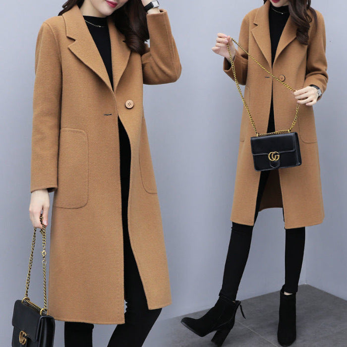 Mid-length Loose Wool Overcoat Women&