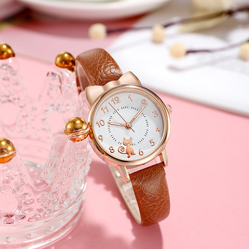 Personality Cute Kawai Cat Net Red Luminous Student Watch Female Quartz Watch Limorista