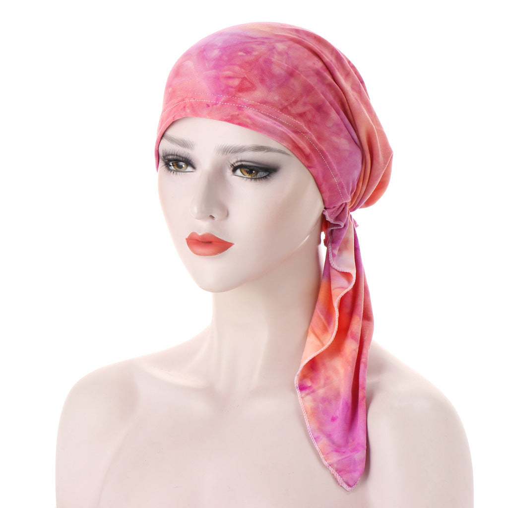 Curved Tail Turban Hat Flower Cloth Pullover Limorista