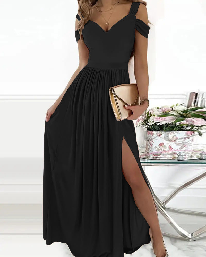 V-neck Boho Spaghetti Strap Dress Women Split Long Flowy Dresses For Party Beach Limorista