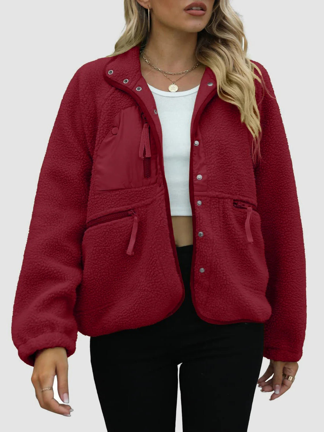 Short Cardigan Plush Jacket Lamb Wool Coat Limorista