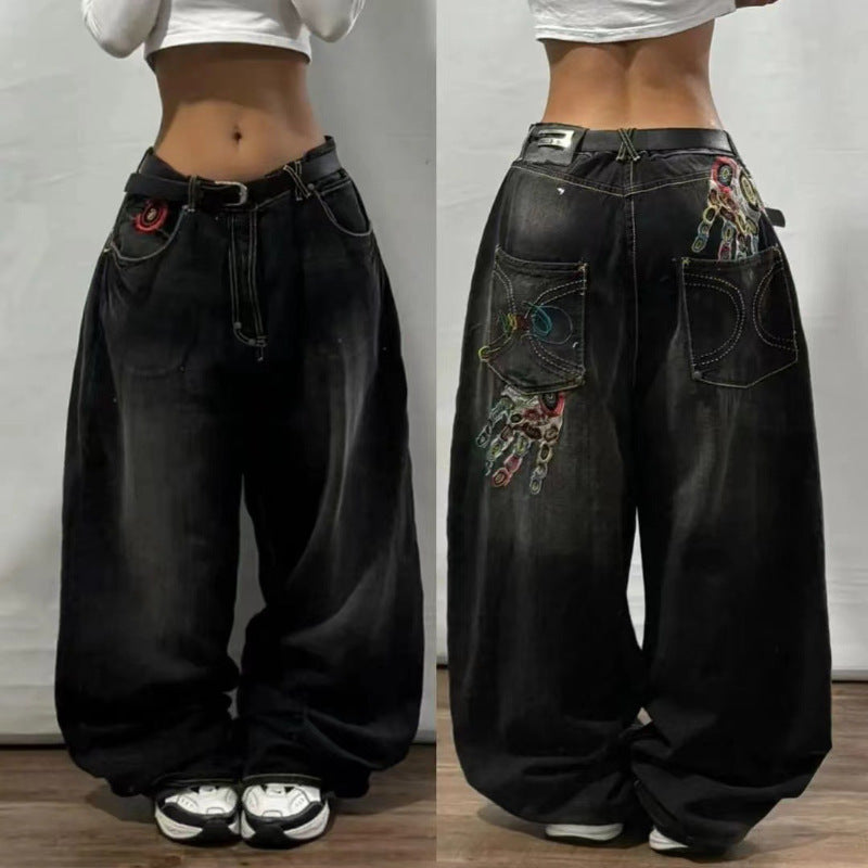 American Retro Couple Wide Leg Jeans Limorista