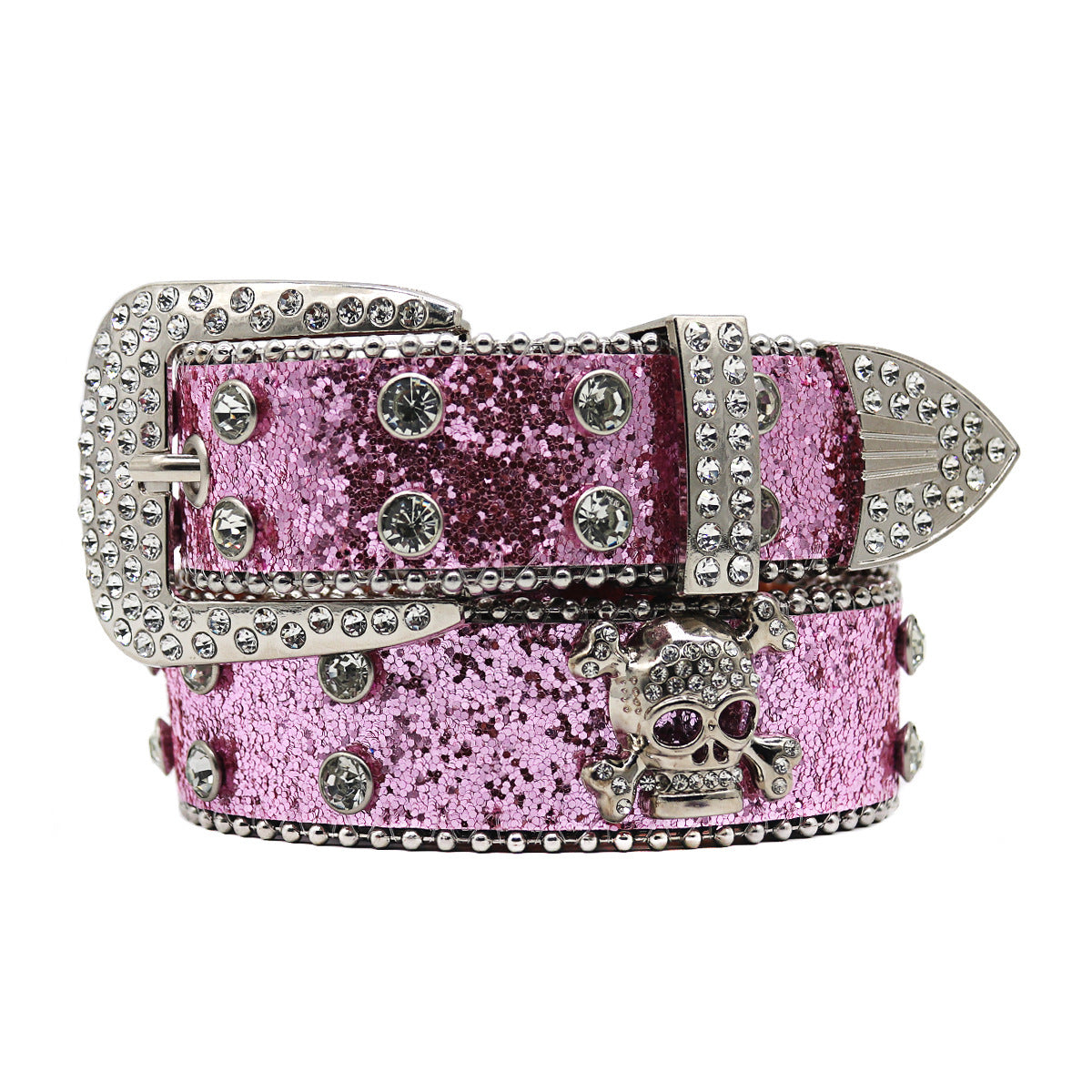 Rhinestone Skull Wide Belt Men Limorista
