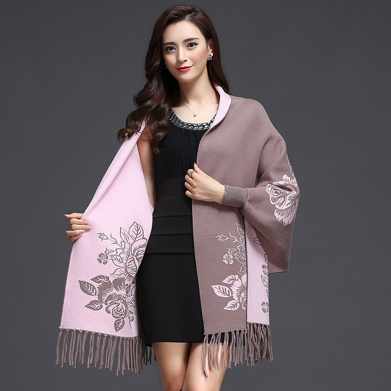 Mid-length Tassels Loose-fitting Knitted Cardigan Thickened Sweater Cashmere Outerwear Limorista