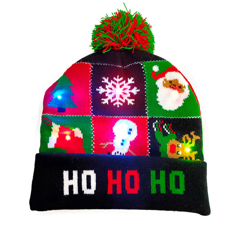 LED Christmas Hat Sweater Knitted Beanie Christmas Light Up Knitted Hat Christmas Gift Kids Xmas New Year Decorations Limorista