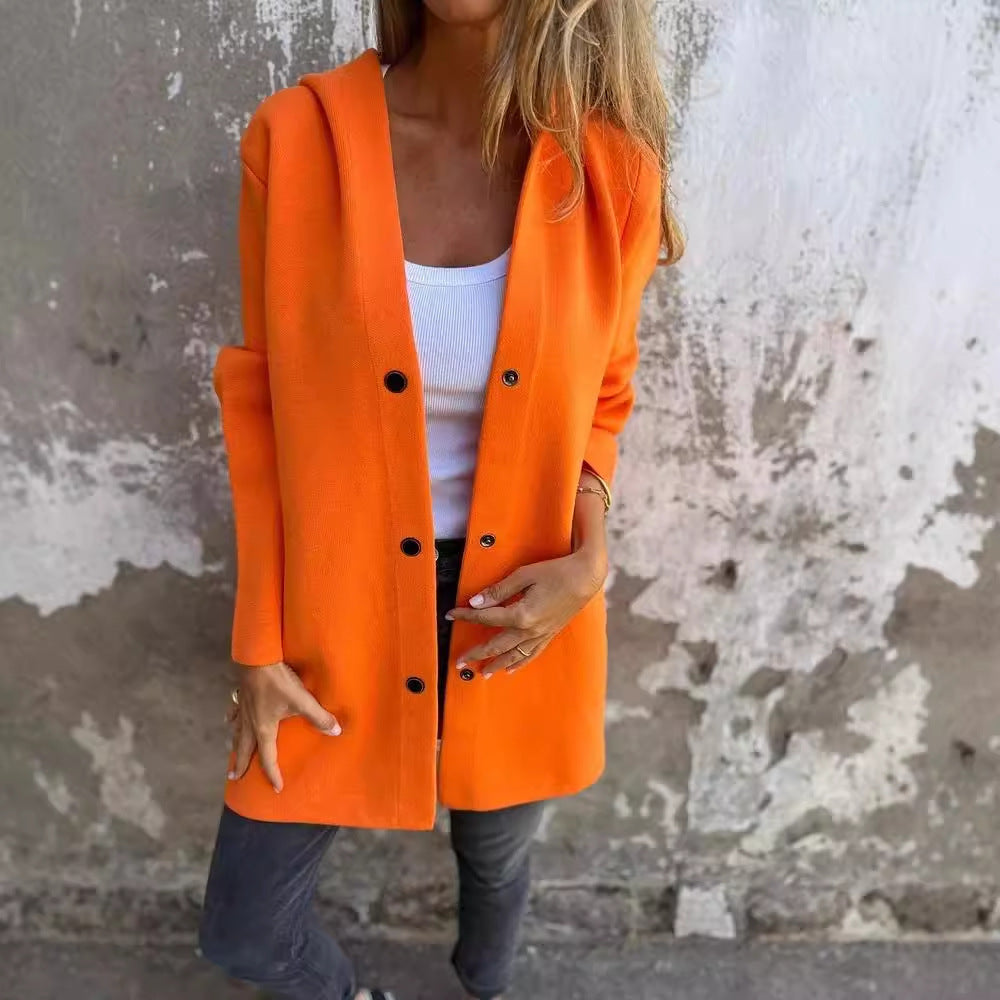 Casual Hooded Single-Breasted Cardigan Fashion Loose Solid Color Jacket Spring And Autumn Women&