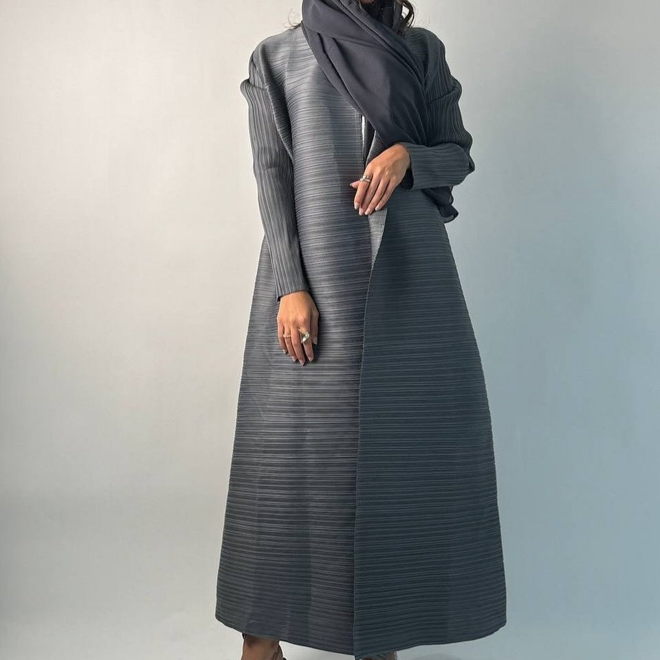 Pleated Trench Djellaba Hot-selling Printed Shawl Cardigan Ethnic Style Cloak Coat Limorista