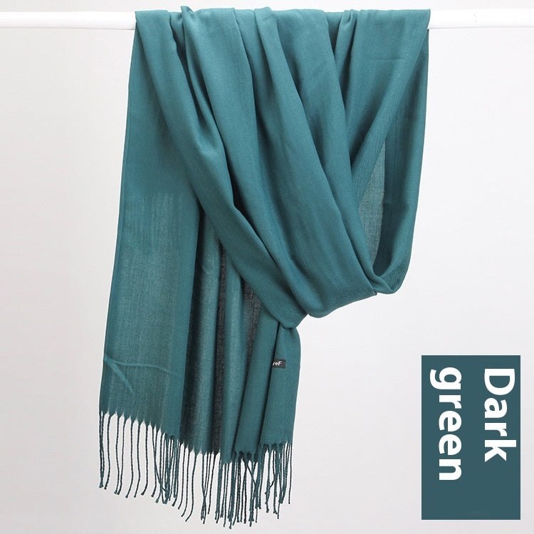 Pure Color Warm Keeping Scarf All-match Cashmere Shawl Limorista