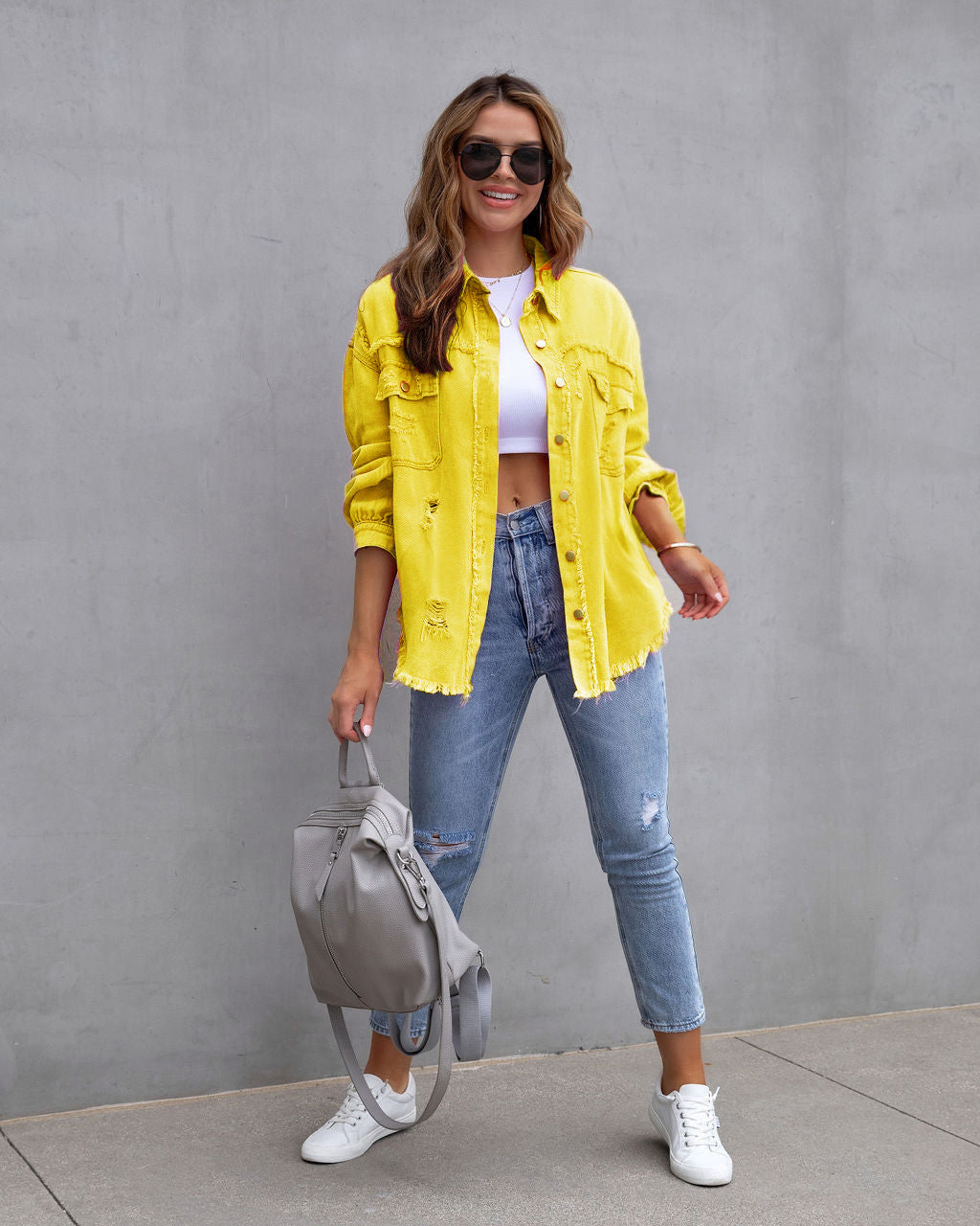 Fashion Ripped Shirt Jacket Female Autumn And Spring Casual Tops Womens Clothing Limorista