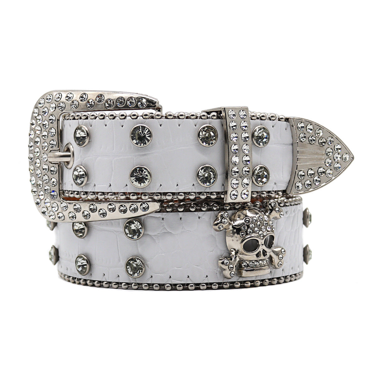 Rhinestone Skull Wide Belt Men Limorista