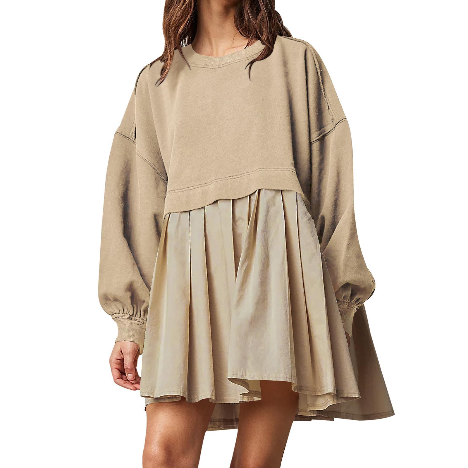 Sweater Dress Loose Long Sleeve Crewneck Pullover Tops Relaxed Fit Sweatshirts Short Dress Autumn And Winter Limorista
