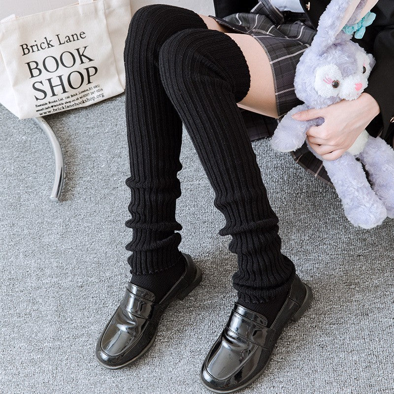 Solid Color Knitted Socks Stockings Limorista