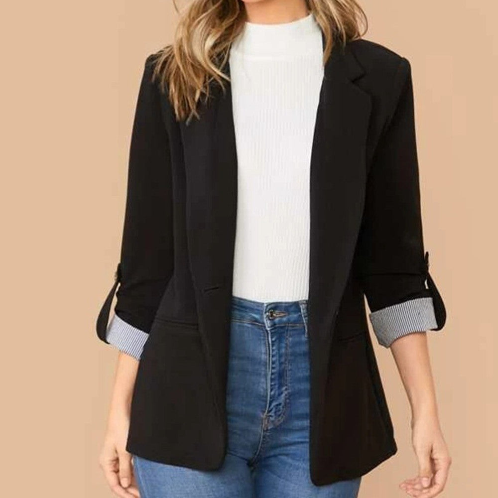Fashion Patchwork Lapel Slim Fit Ladies Cardigan Limorista