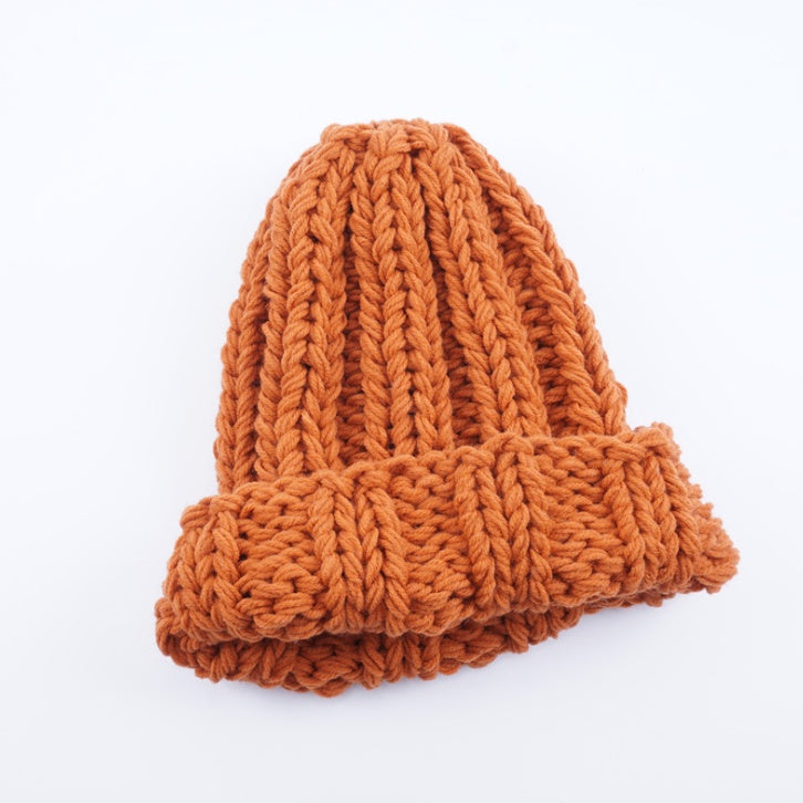 Europe and the United States new knit hat ladies autumn and winter fashion wild thick wool hat solid color simple earmuffs Limorista