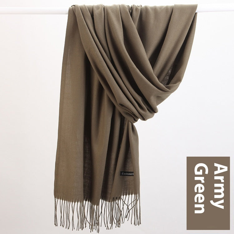 Pure Color Warm Keeping Scarf All-match Cashmere Shawl Limorista