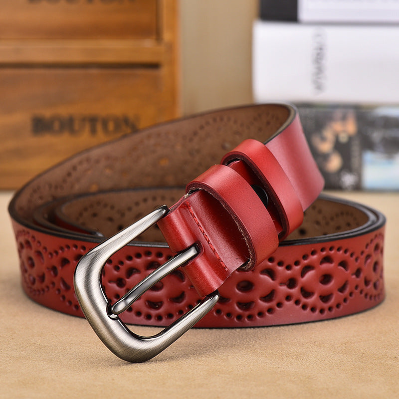 Ladies Hollow Pin Buckle Punch Free Belt Limorista