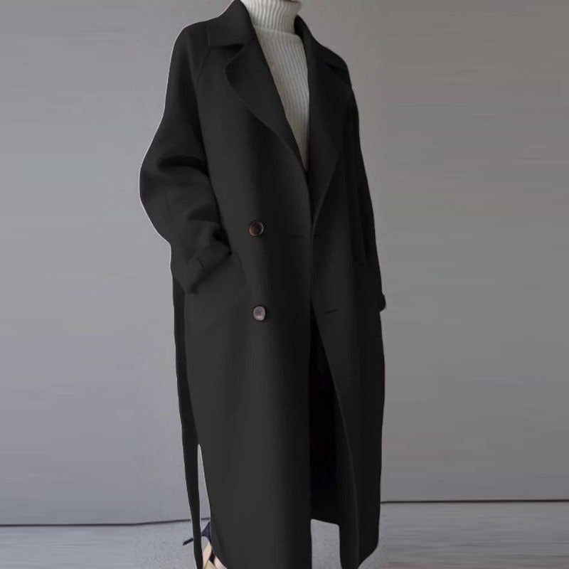 Korean Style Temperament Mid-length Over-the-knee Double-sided Cashmere Woolen Coat Limorista