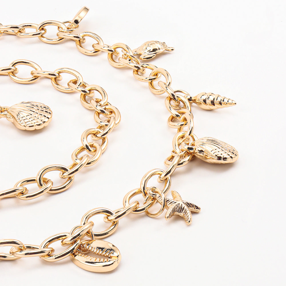 New Metal Waist Chain Summer Beach Body Chain Shell Starfish Charm Gold Decorative Dress Punk Belt Limorista