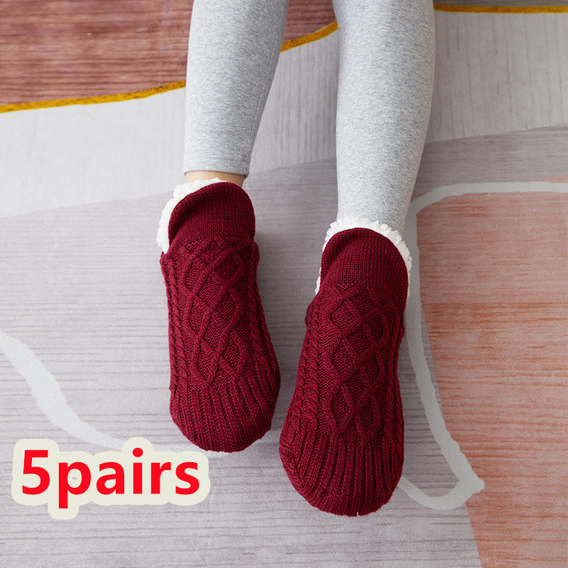 Winter Woolen Socks Women Thicken Warm Home Bedroom Socks Slippers Men Non-slip Foot Warmer Snow Socks Calcetines Mujer Limorista