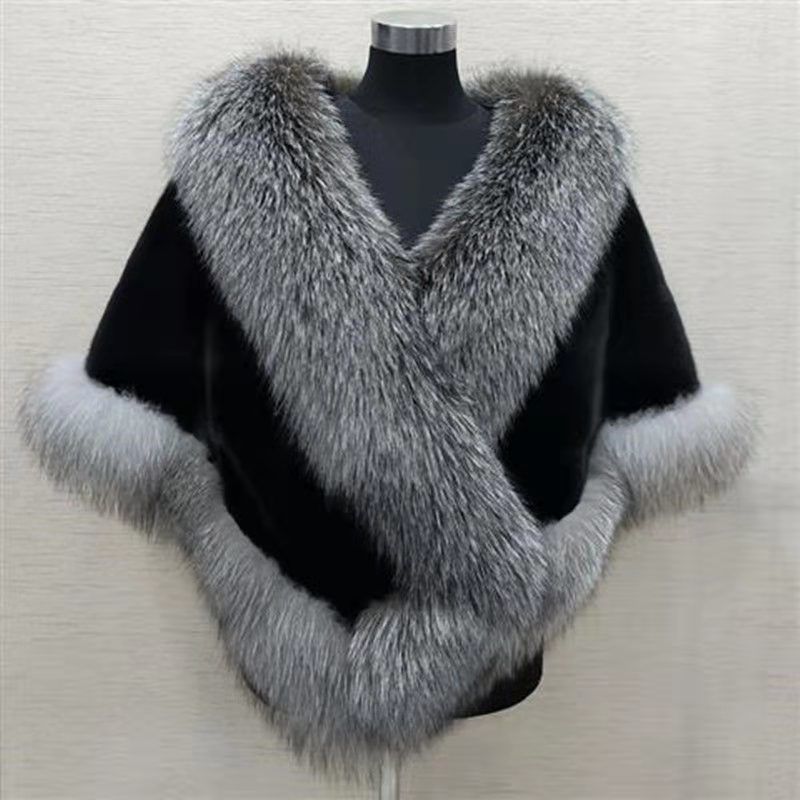 Imitated Mink Fox Fur Cape Coat Plus-sized Dress Shawl Limorista