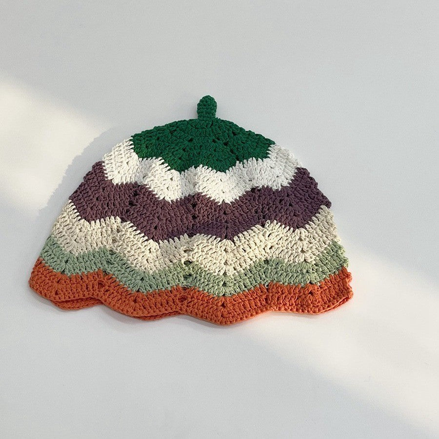Japanese-style Retro Hollow Flower Handmade Knitted Bucket Hat Women Limorista