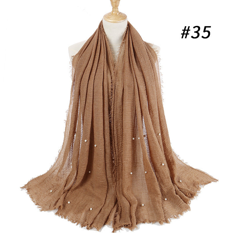Cotton and linen crumpled monochrome scarf Limorista