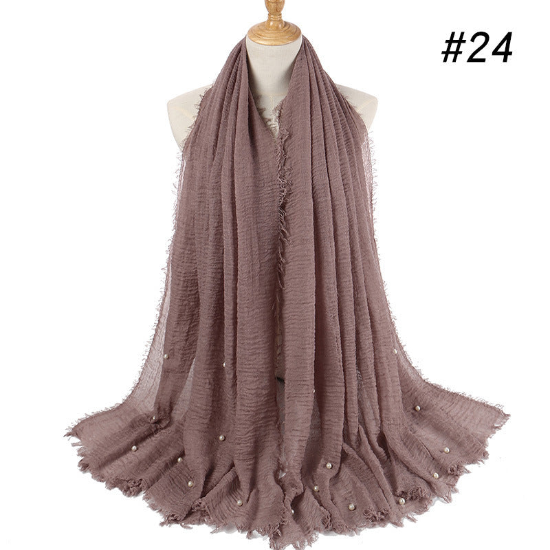 Cotton and linen crumpled monochrome scarf Limorista