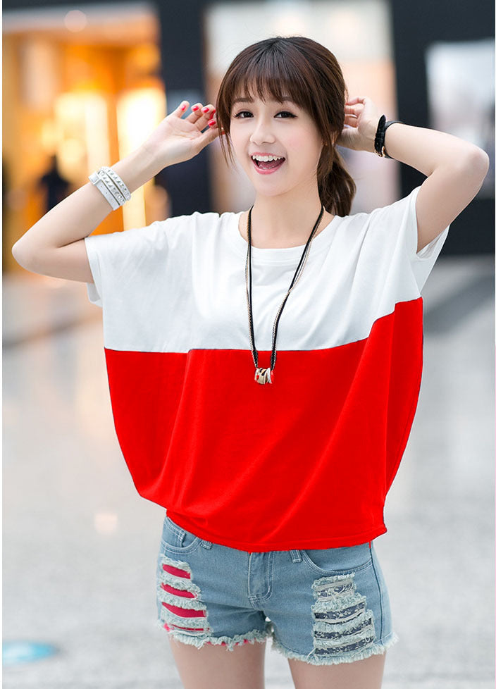 Loose-fitting Batwing Sleeve Shirt Student Women&