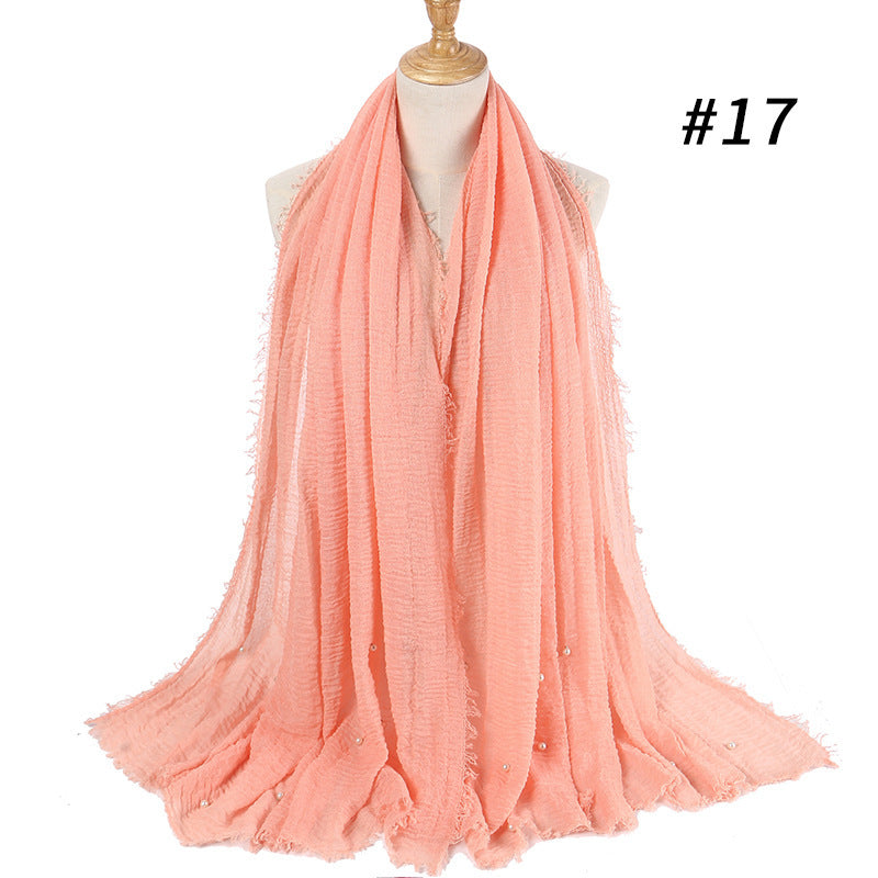 Cotton and linen crumpled monochrome scarf Limorista